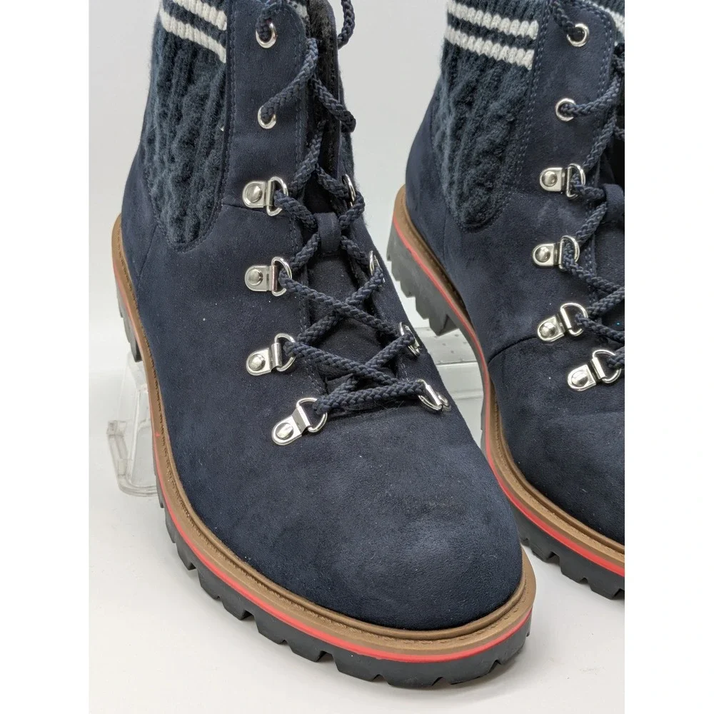 Torrid Women's 10W Navy Faux Suede Sweater Knit Hiker Ankle Boots Lug Sole